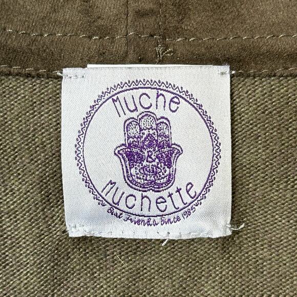 Muche et Muchette tan ultra suede soft knit fringes waterfall cardigan medium - Picture 6 of 6